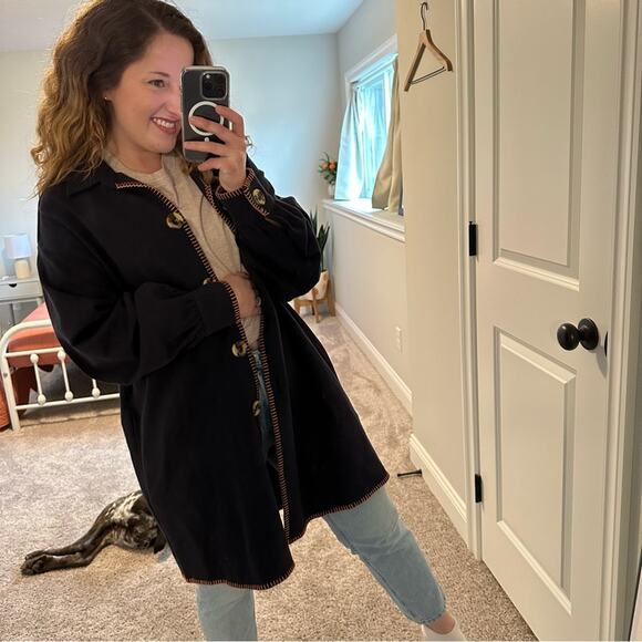 NWT SIEDRES Navy Blue Cotton Orange Jacket Medium - Picture 6 of 15